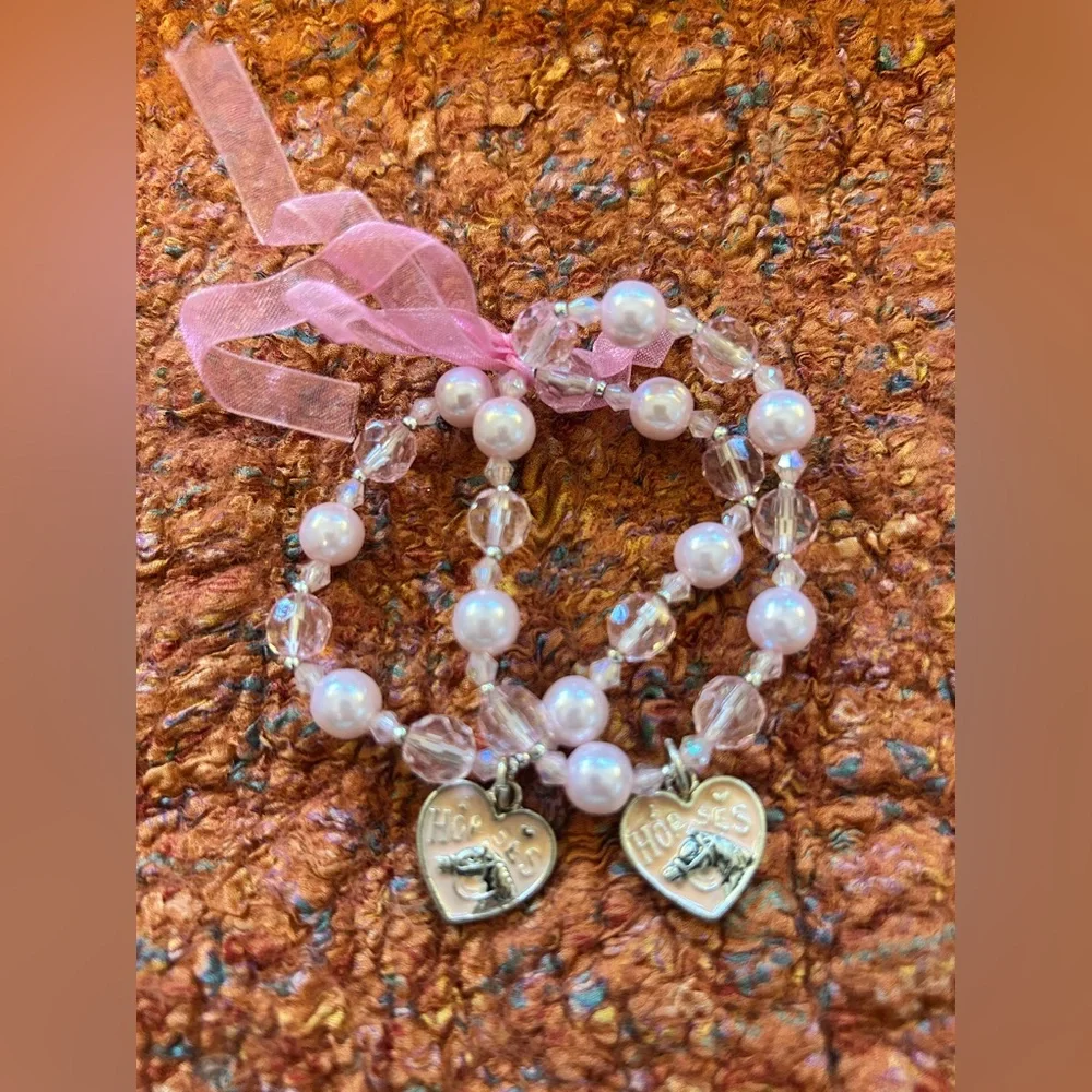 Sweet Pink and Silver Heart Charm Bracelet